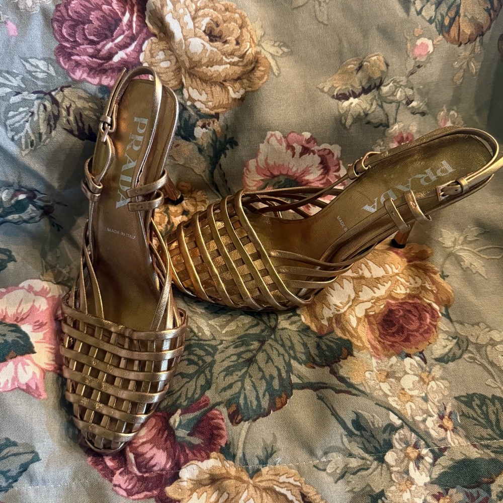 Gold Prada Heels